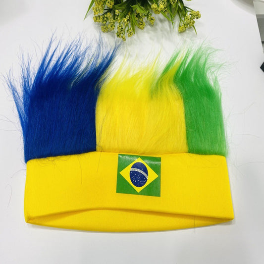 Football Cheer Props Flag Pattern Wig