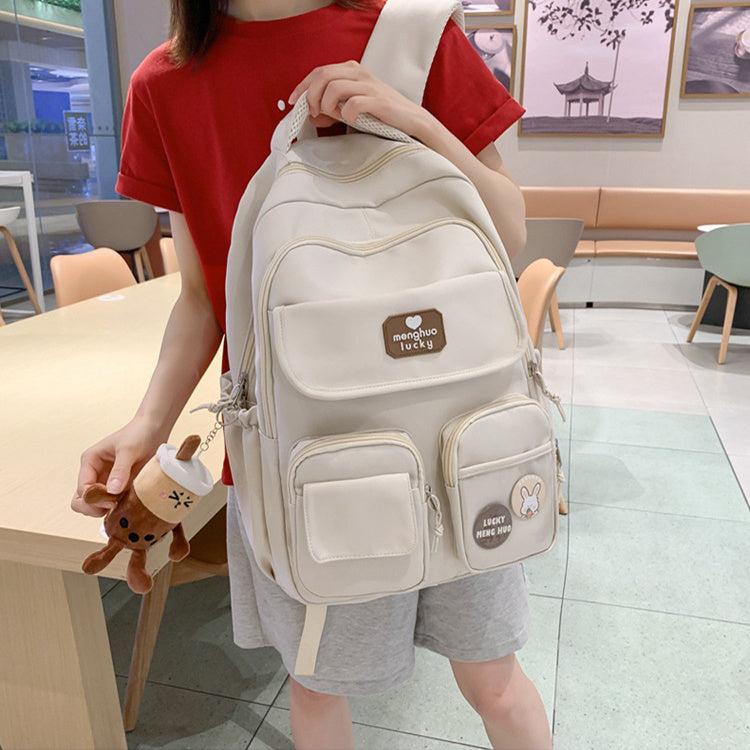 Cute Campus Backpack Large Capacity Multi-pocket Bags Women Primary Junior High School Students Schoolbags