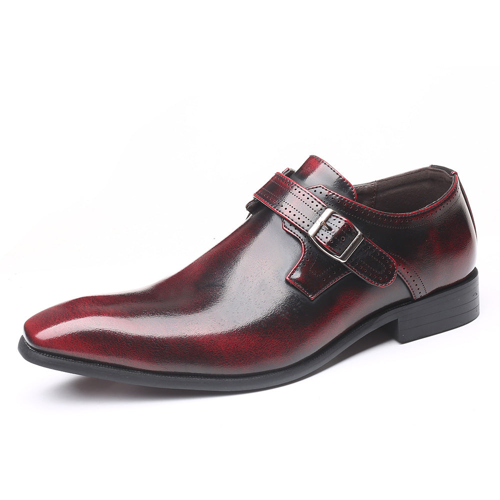 Pointed toe English men's leather shoes