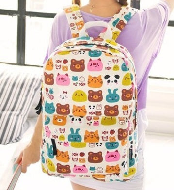 Canvas bag Korean version of the tide Harajuku style graffiti backpack female junior high school student bag male travel backpack computer bag