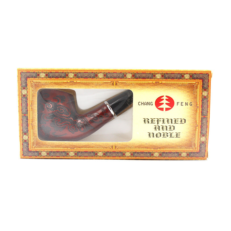 Wood grain pipe curved handle