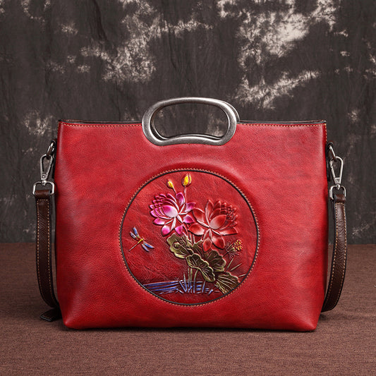 Shoulder Bag Ladies Handbags European And American Embossed Handmade Bags