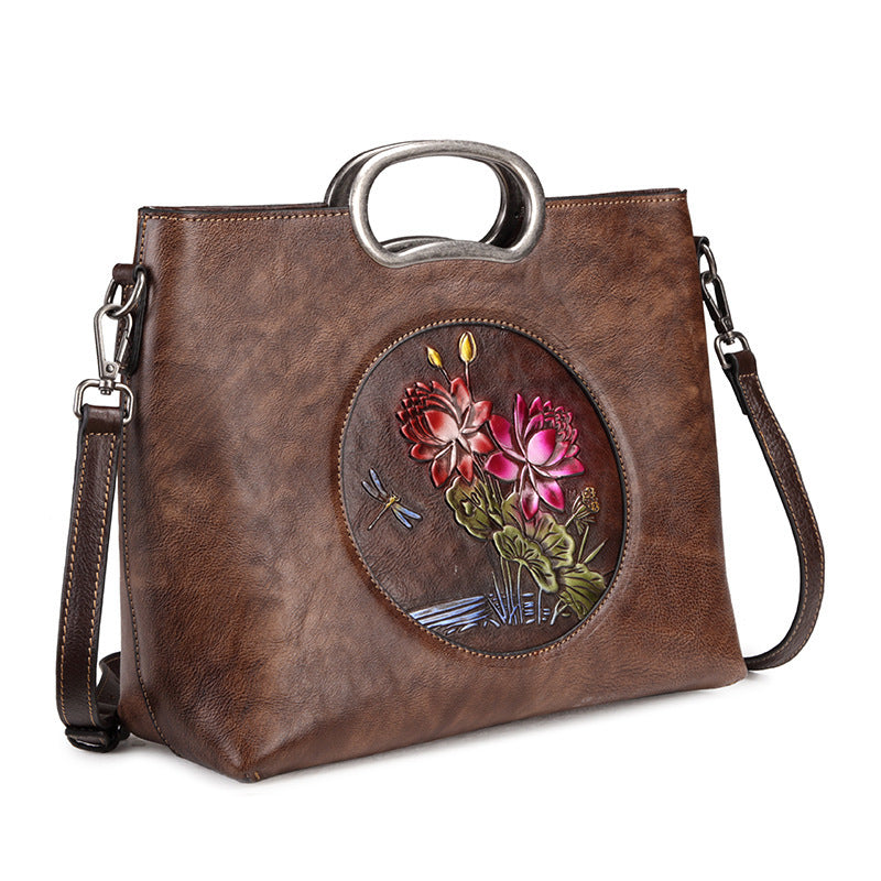 Shoulder Bag Ladies Handbags European And American Embossed Handmade Bags