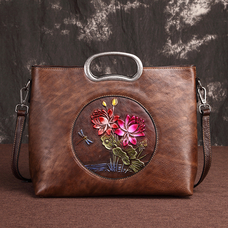 Shoulder Bag Ladies Handbags European And American Embossed Handmade Bags