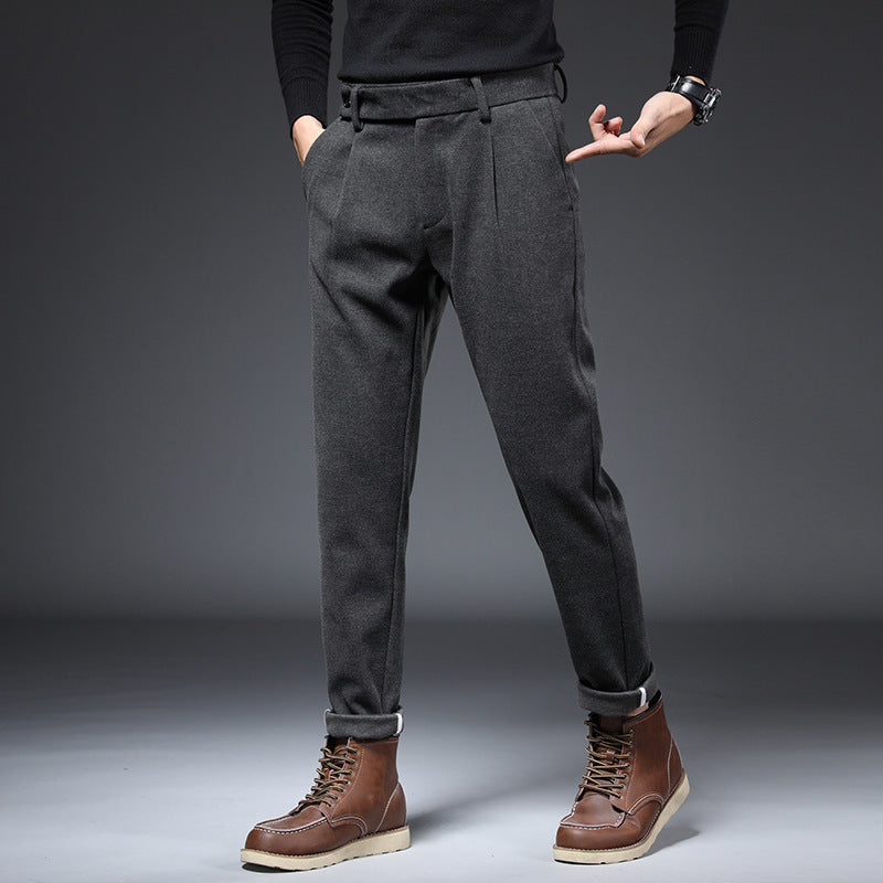 High Density Light Luxury Casual Pants Men's Autumn And Winter Micro Elastic Comfortable