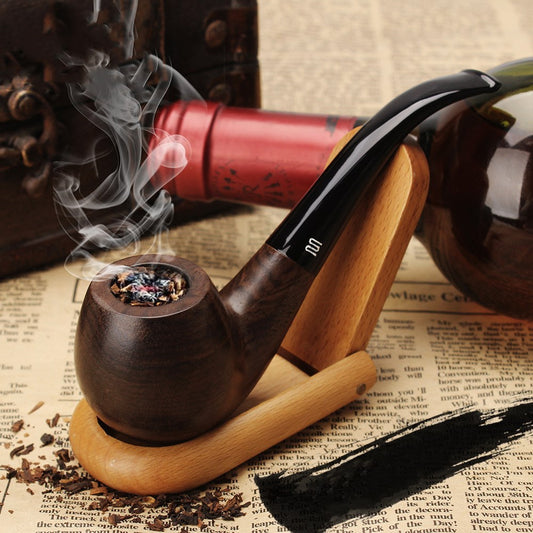 Wooden flue filter smoking set ebony pipe