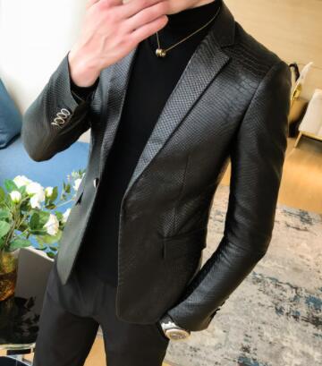 Men's Korean Slim Fashion Suit Leather Jacket