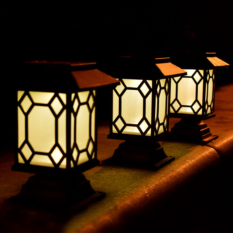 Solar powered lamp in the courtyard garden of Xiaogong