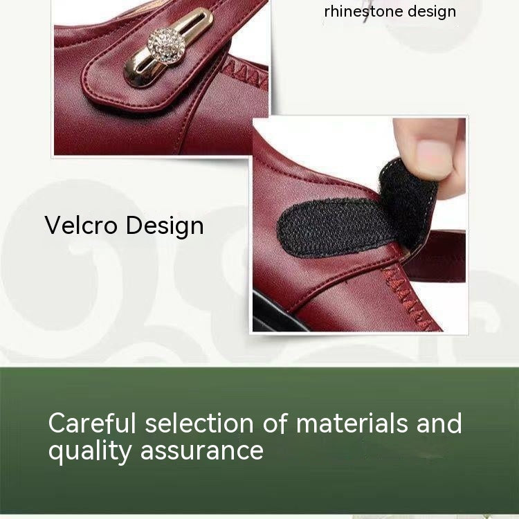 High Quality Soft Bottom Leather Shoes Non-slip Wedge Middle-aged And Elderly Pumps