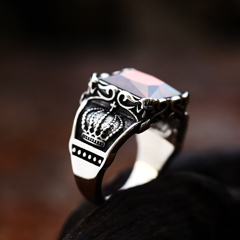 European And American Retro Stainless Steel Crown Pattern Ring