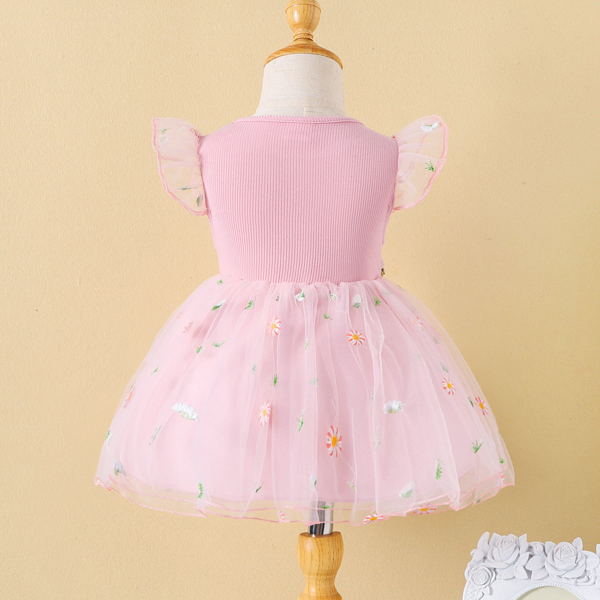 Summer Flower Decorative Mesh Baby Girl Dress