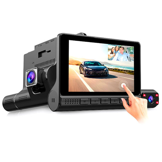 Car 4-inch touch three-record driving recorder 360 HD 1080P night vision