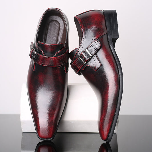 Pointed toe English men's leather shoes