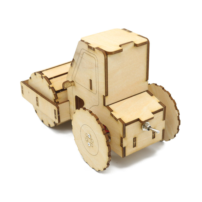 Happyxuan DIY Road Roller Science Engineering Construction Kits Wood STEAM Toy Kids Creative Educational Toys School Projects