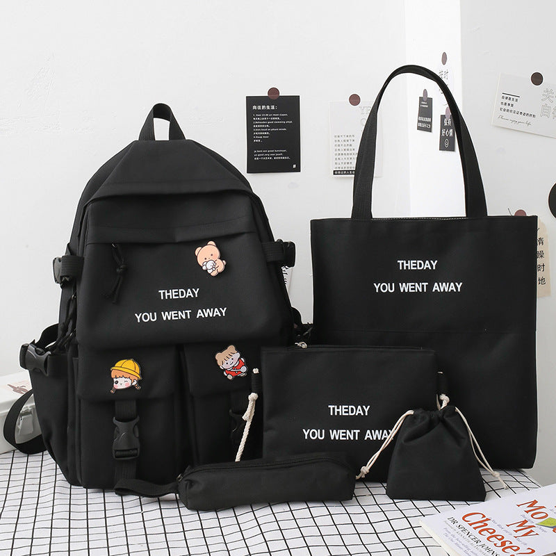 Backpack Five-piece Set Color Matching Middle School Students