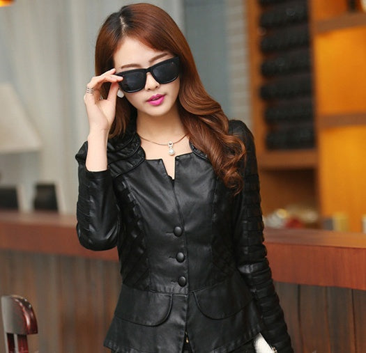 Lace leather coat