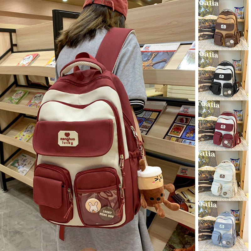 Cute Campus Backpack Large Capacity Multi-pocket Bags Women Primary Junior High School Students Schoolbags