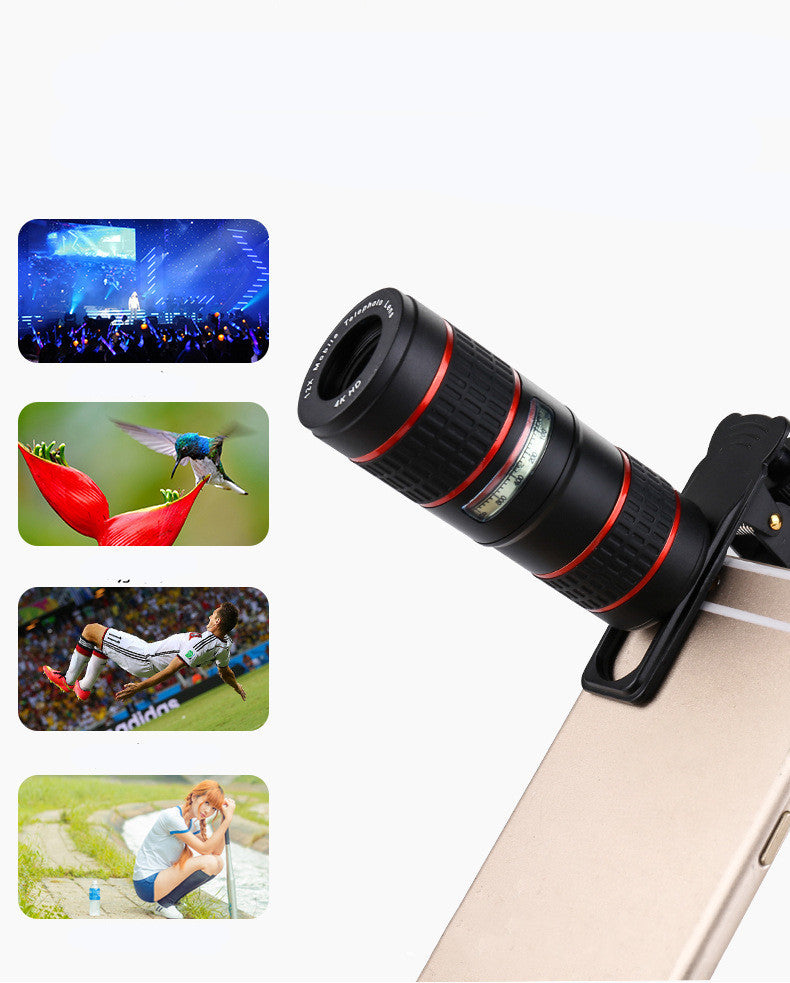 Mobile Phone Lens 12x telephoto Telescope Wide-angle Micro Fisheye 5-in-1 Set