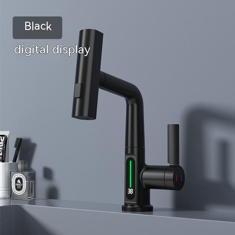 Intelligent Digital Display Faucet Pull-out Basin Faucet Temperature Digital Display Rotation