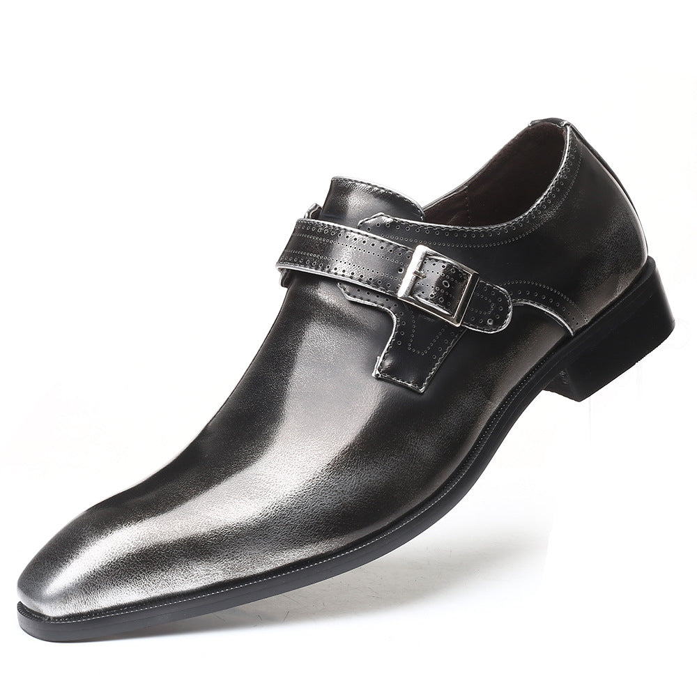 Pointed toe English men's leather shoes