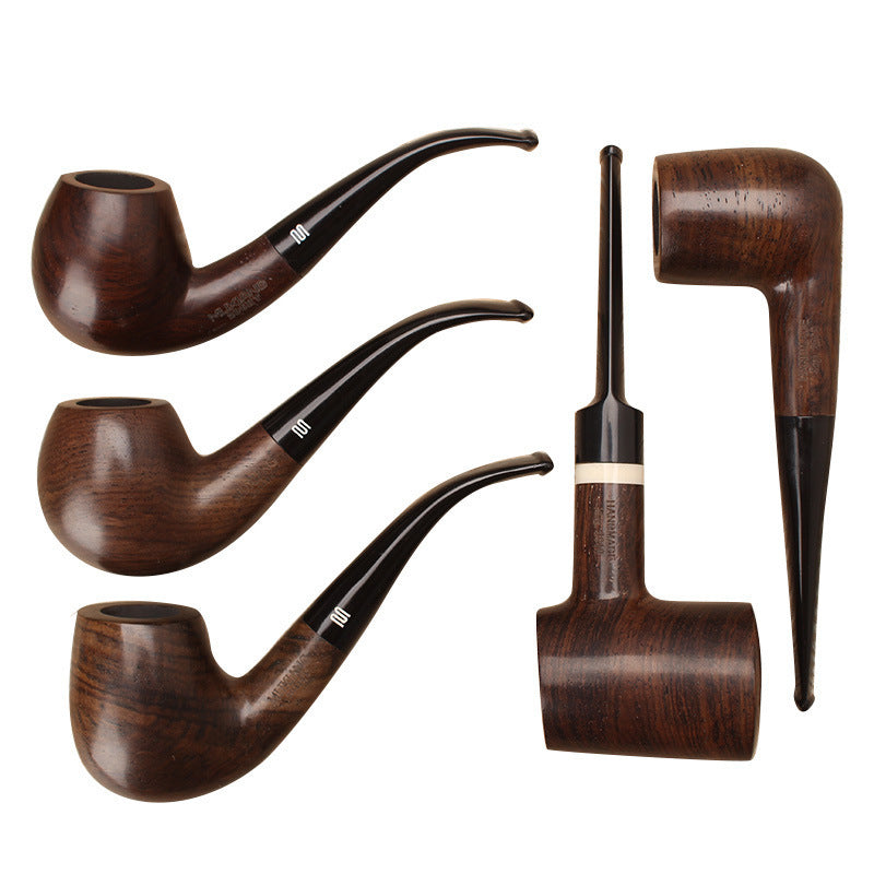 Wooden flue filter smoking set ebony pipe