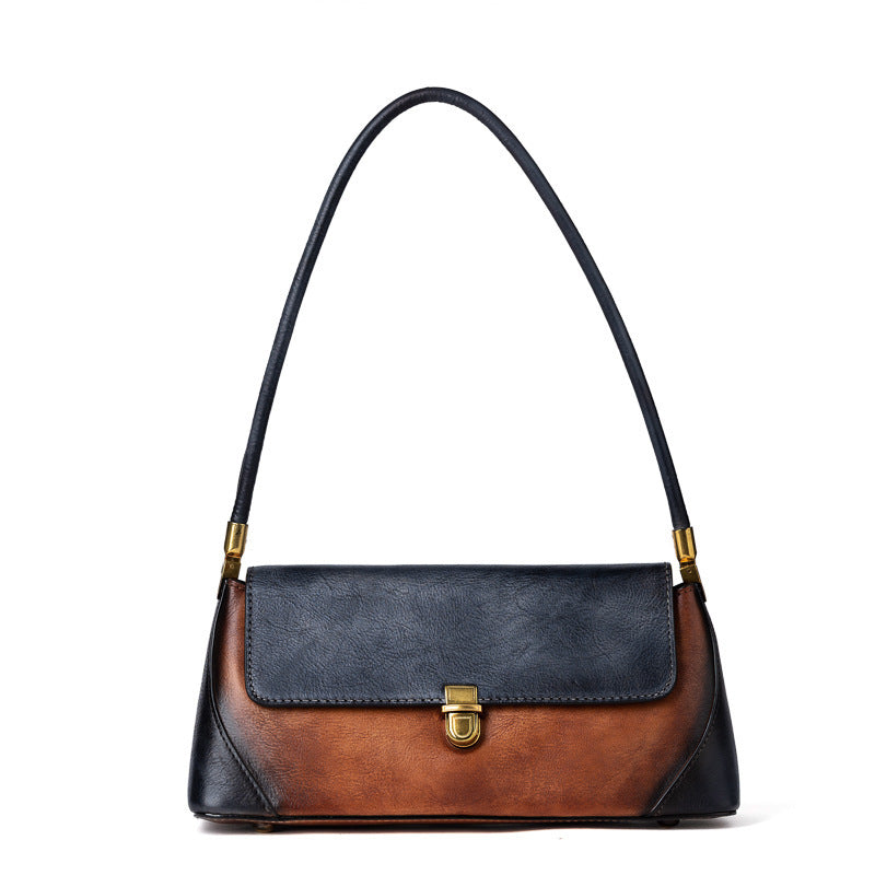 Underarm Top Layer Leather Contrast Tote Bag