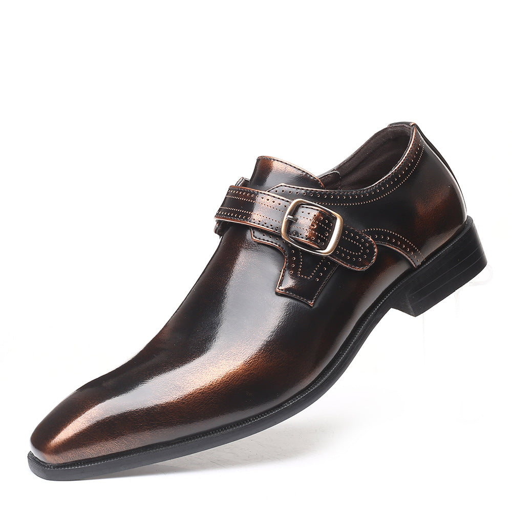 Pointed toe English men's leather shoes