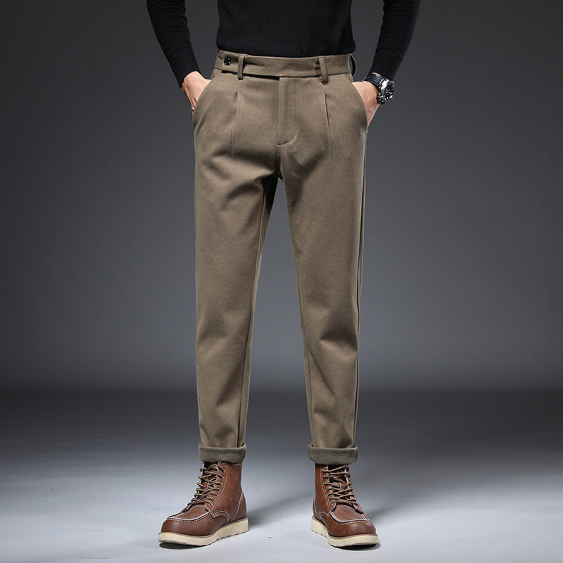 High Density Light Luxury Casual Pants Men's Autumn And Winter Micro Elastic Comfortable