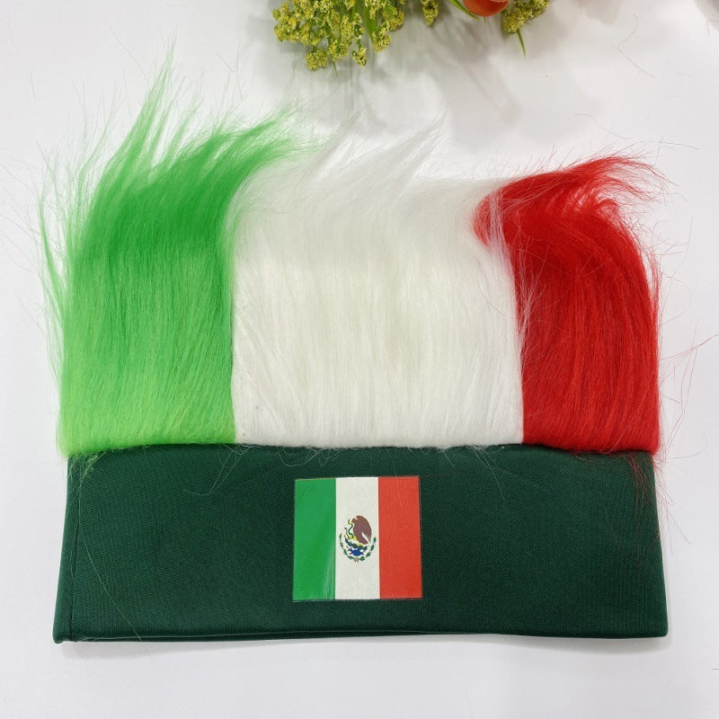 Football Cheer Props Flag Pattern Wig