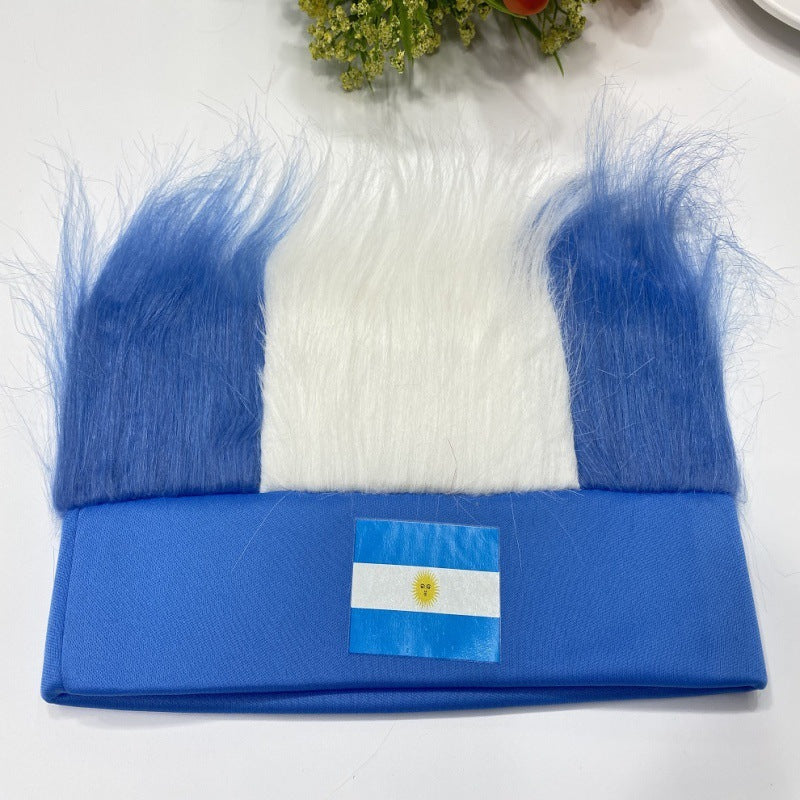 Football Cheer Props Flag Pattern Wig