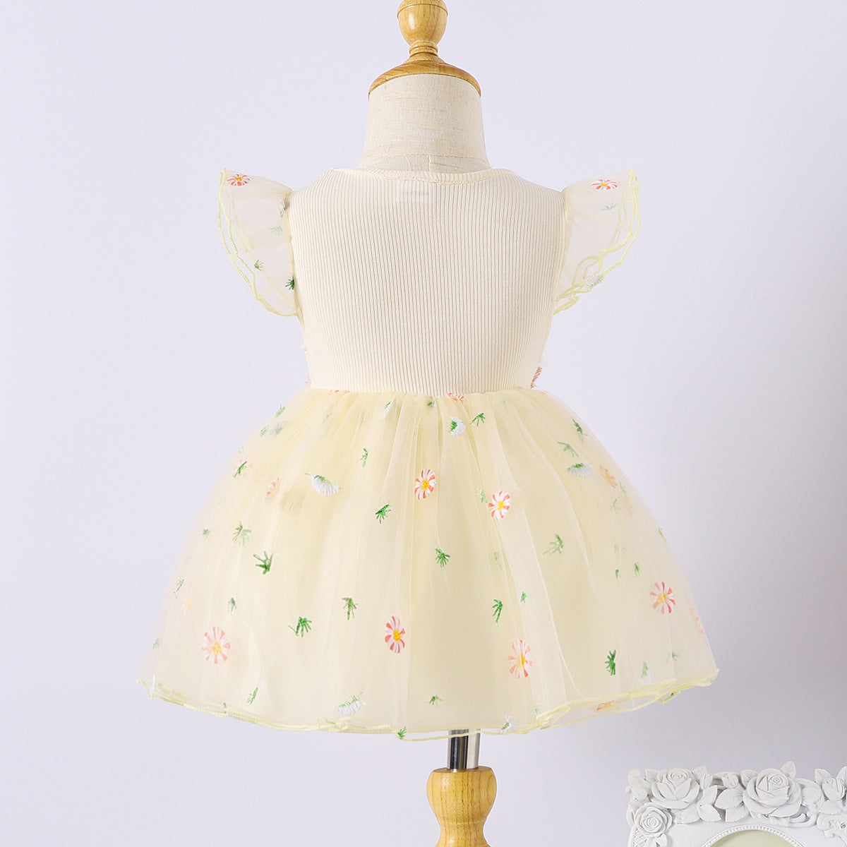 Summer Flower Decorative Mesh Baby Girl Dress