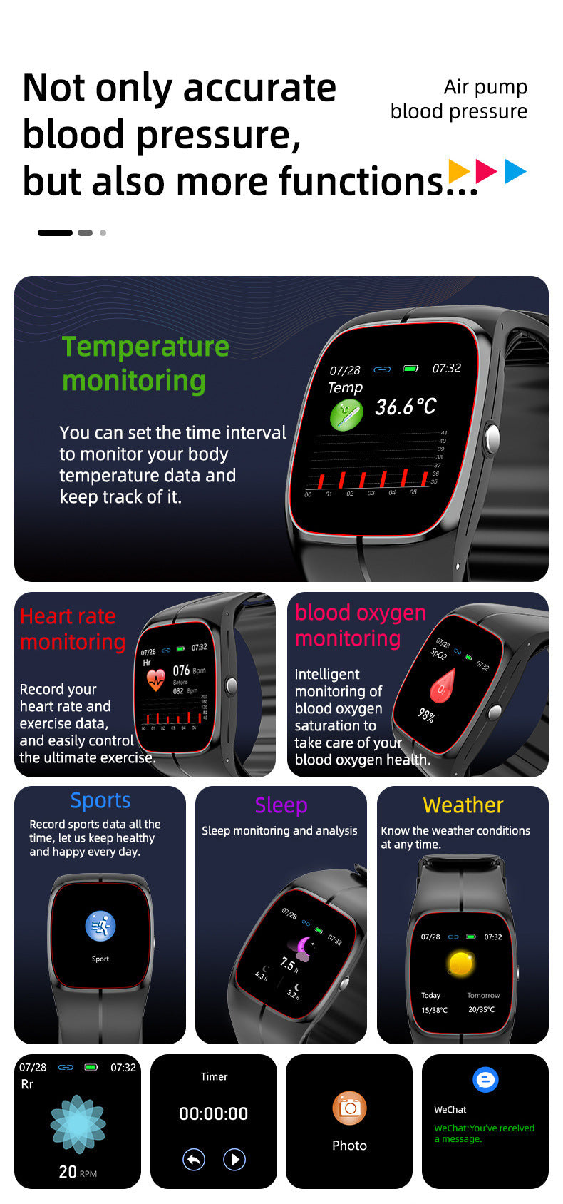 Smart Watch P20 Blood Oxygen  Blood Pressure Heart Rate Monitoring