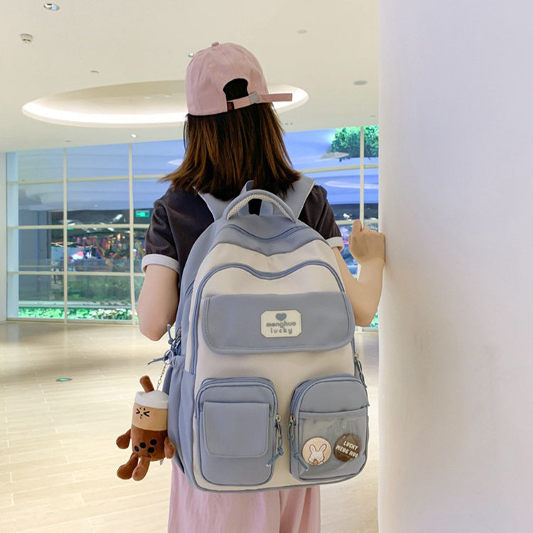 Cute Campus Backpack Large Capacity Multi-pocket Bags Women Primary Junior High School Students Schoolbags