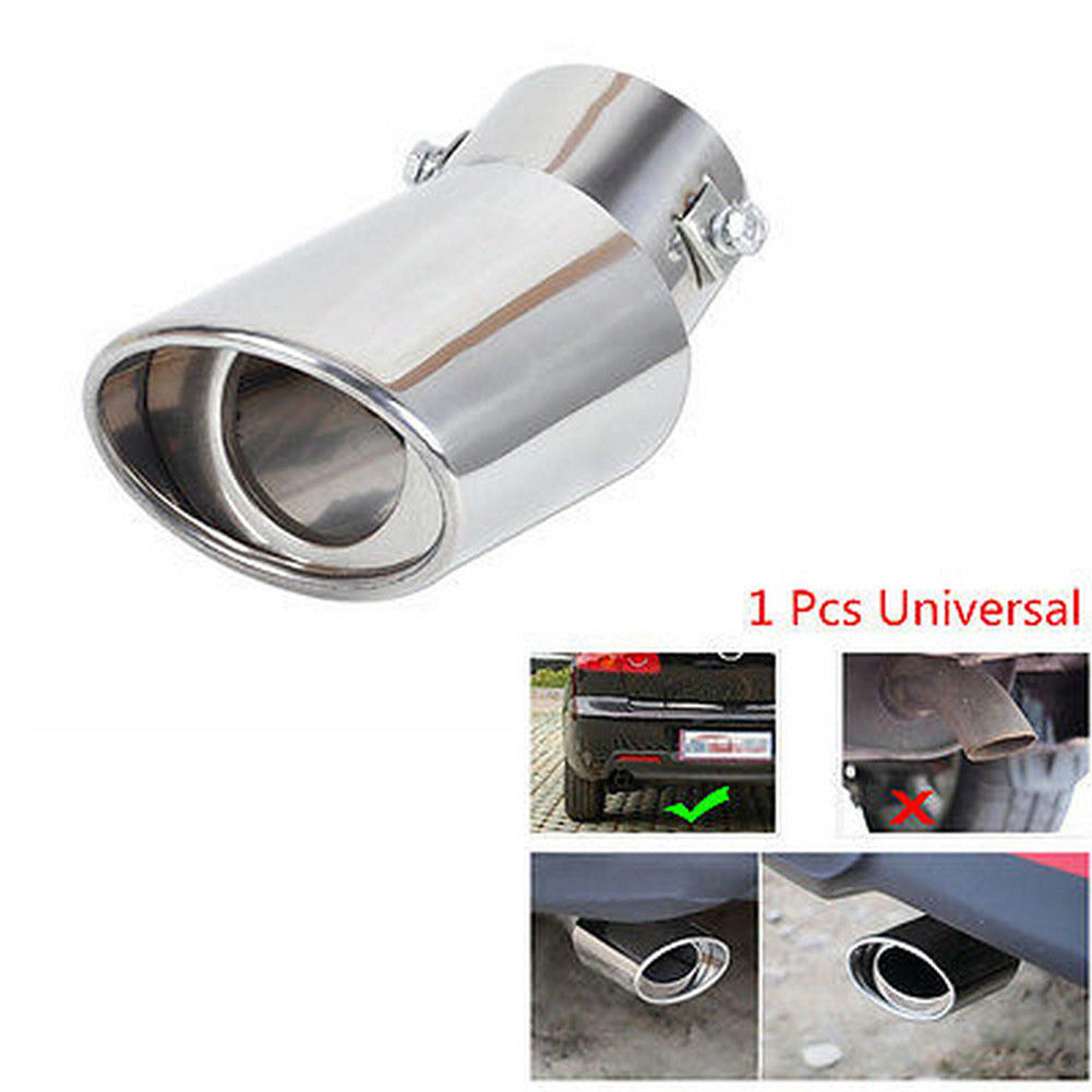 Straight Big Curved Universal Bright Silver Stainless Steel Car Tail Throat Exhaust Pipe