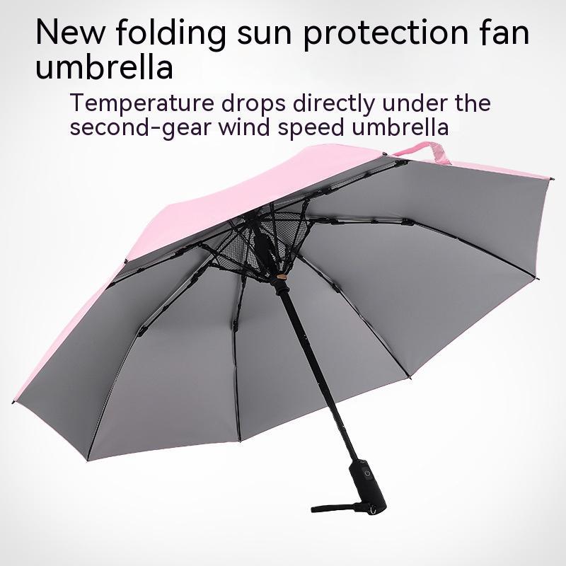 USB Power Bank Umbrella With Fan Summer Cooling