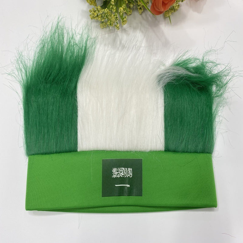 Football Cheer Props Flag Pattern Wig